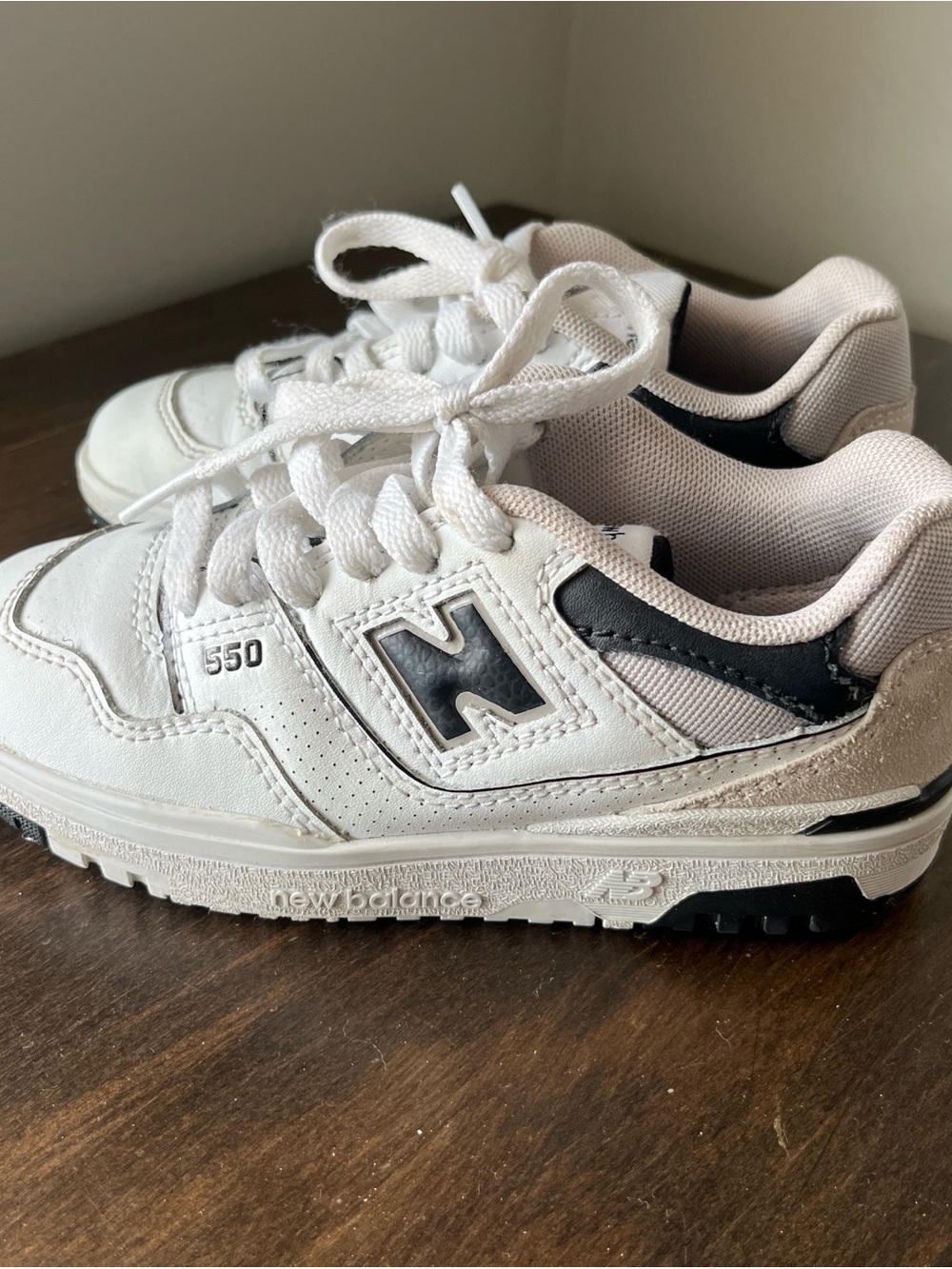 New Balance Kids White and Black 550 Low-Top Sneakers